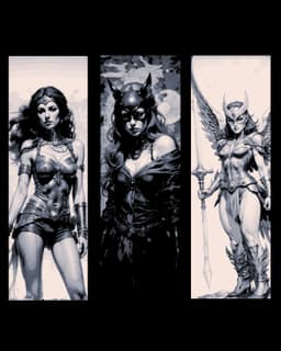Realism style Sketches - Ladies of the Superhero Worlds - Set of bookmarks 3d model