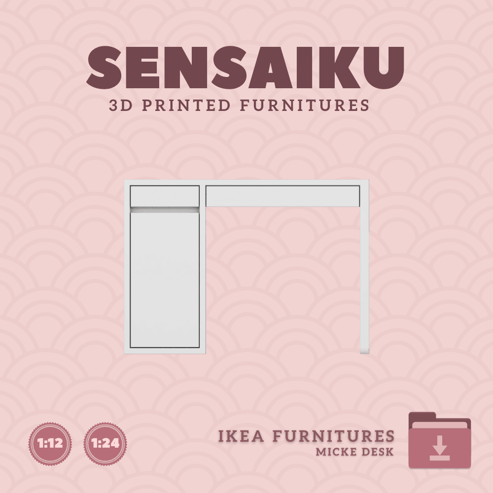 Miniature Replica 01. Micke Desk for Miniature Dollhouse IKEA 3D - IKEA 3D Print (1:12,24,48) 3d model