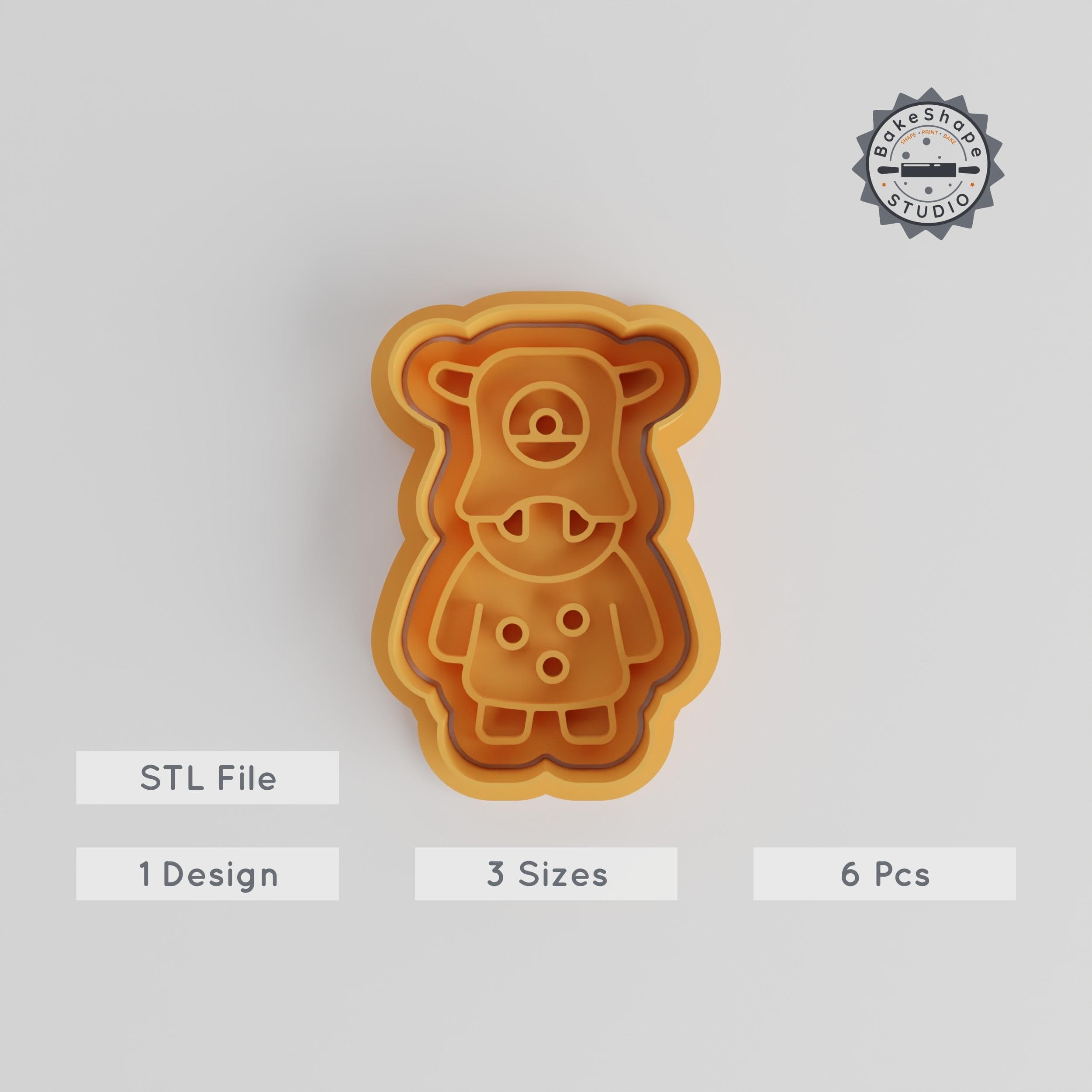 Hippo Face Monster Cookie Cutter & Stamp Set, 6 Piece, Cartoon Character Design, Perfect for Fondant, S/M/L Sizes PRODUCT_3019 3d model