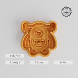 Wide Horn Monster Shape Cutter & Stamp Set, Perfect for Cookies & Fondant, 6 Piece, S/M/L Sizes PRODUCT_3076 3d model