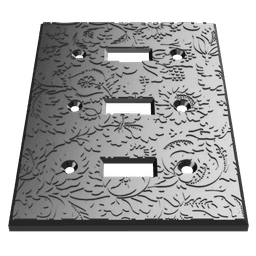 Wall Plate - Three Toggle (Size: Standard) - William Morris Pattern 3d model