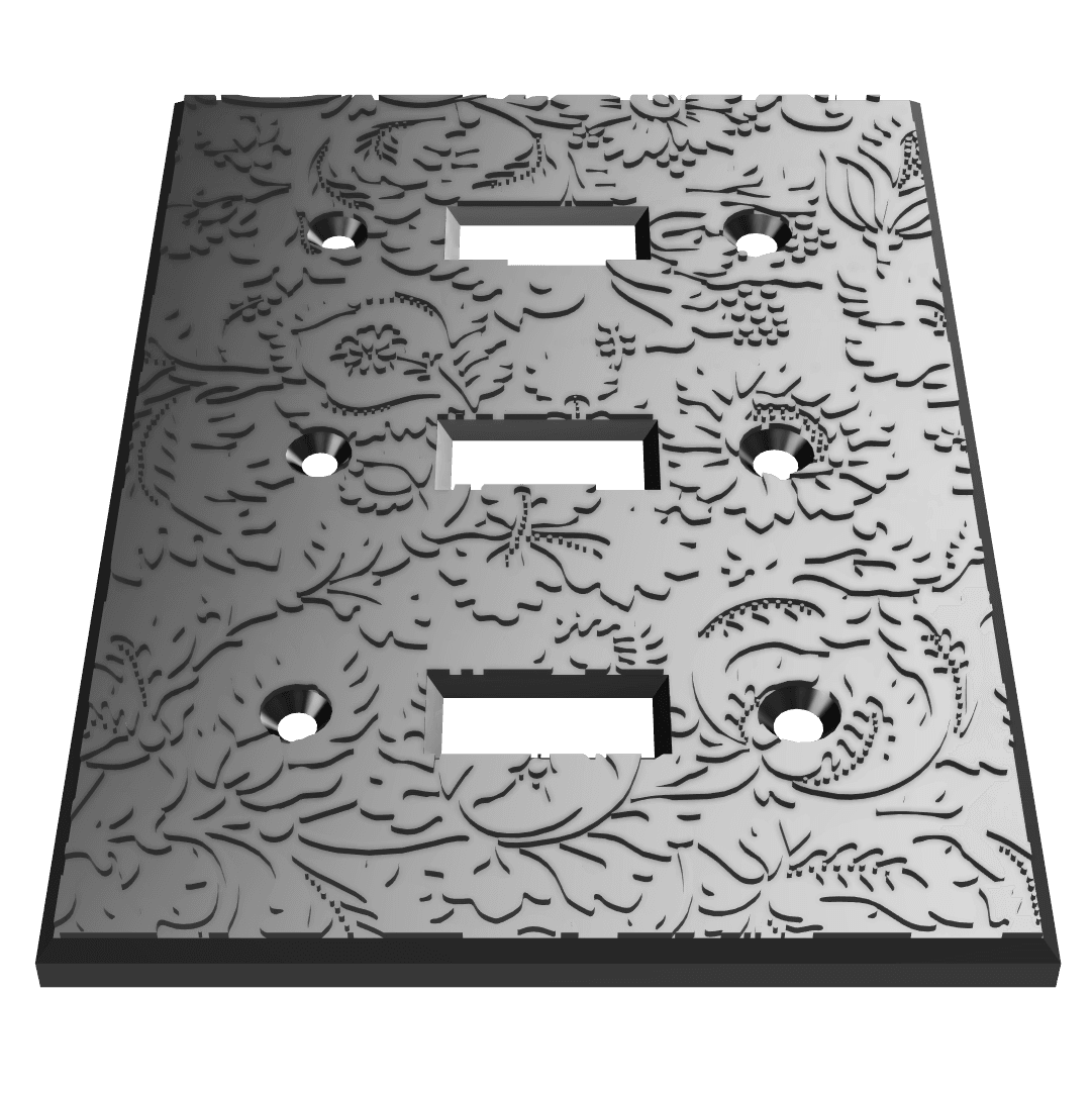 Wall Plate - Three Toggle (Size: Standard) - William Morris Pattern 3d model