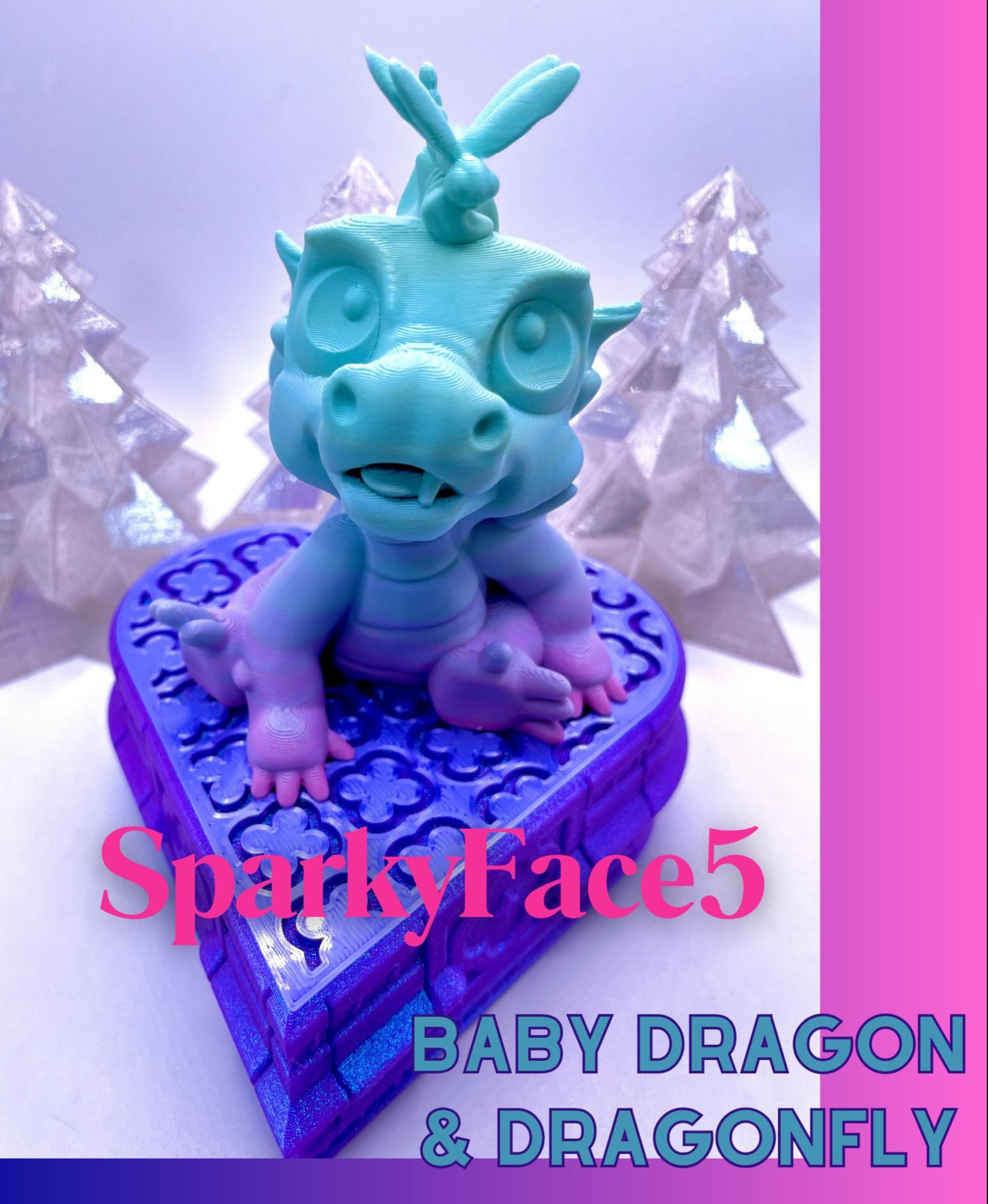 Bo the Baby Dragon and Peep the Dragonfly - Printed in Polymaker Pastel Rainbow Polyterra  - 3d model