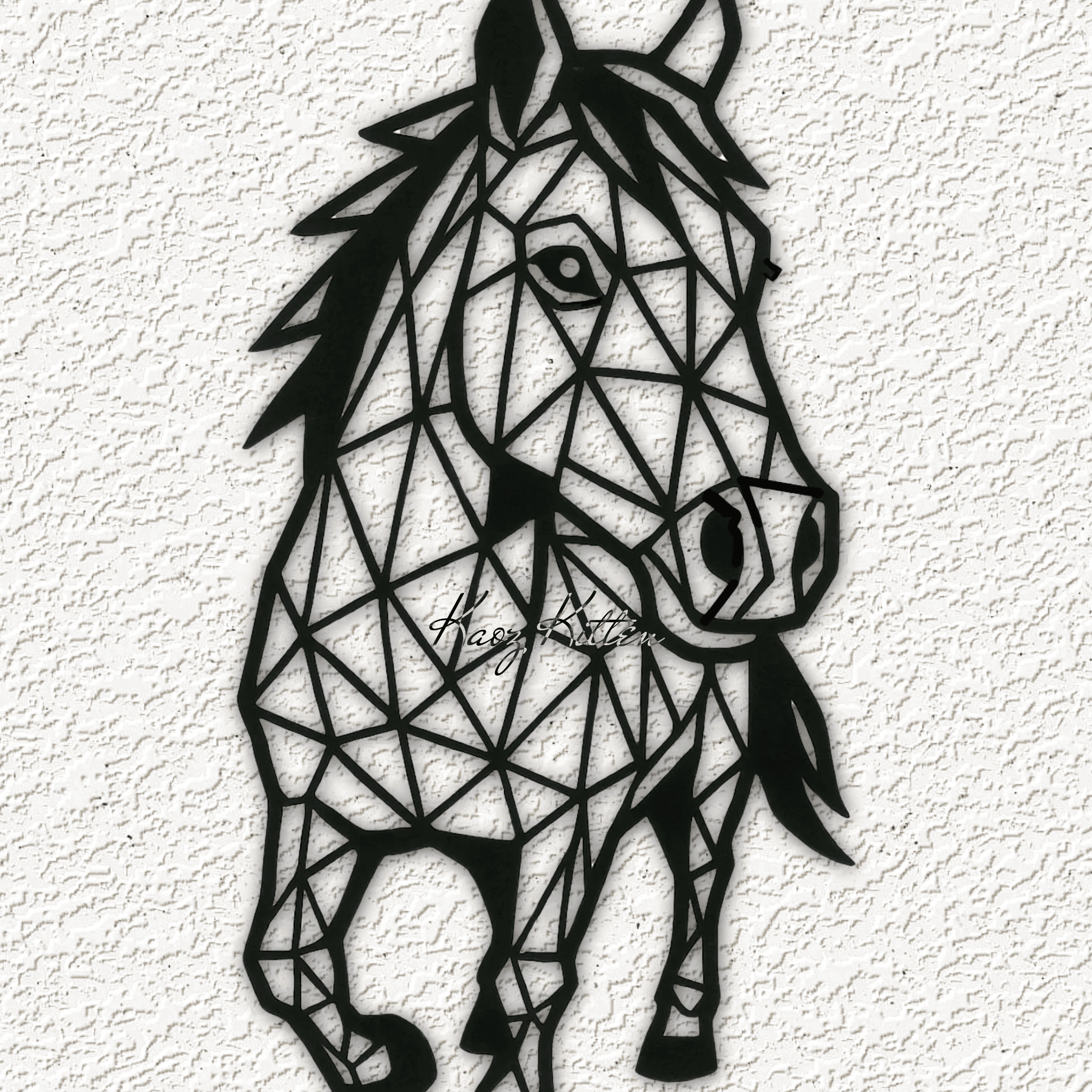 3d geometric horse wall art home decor 3d model
