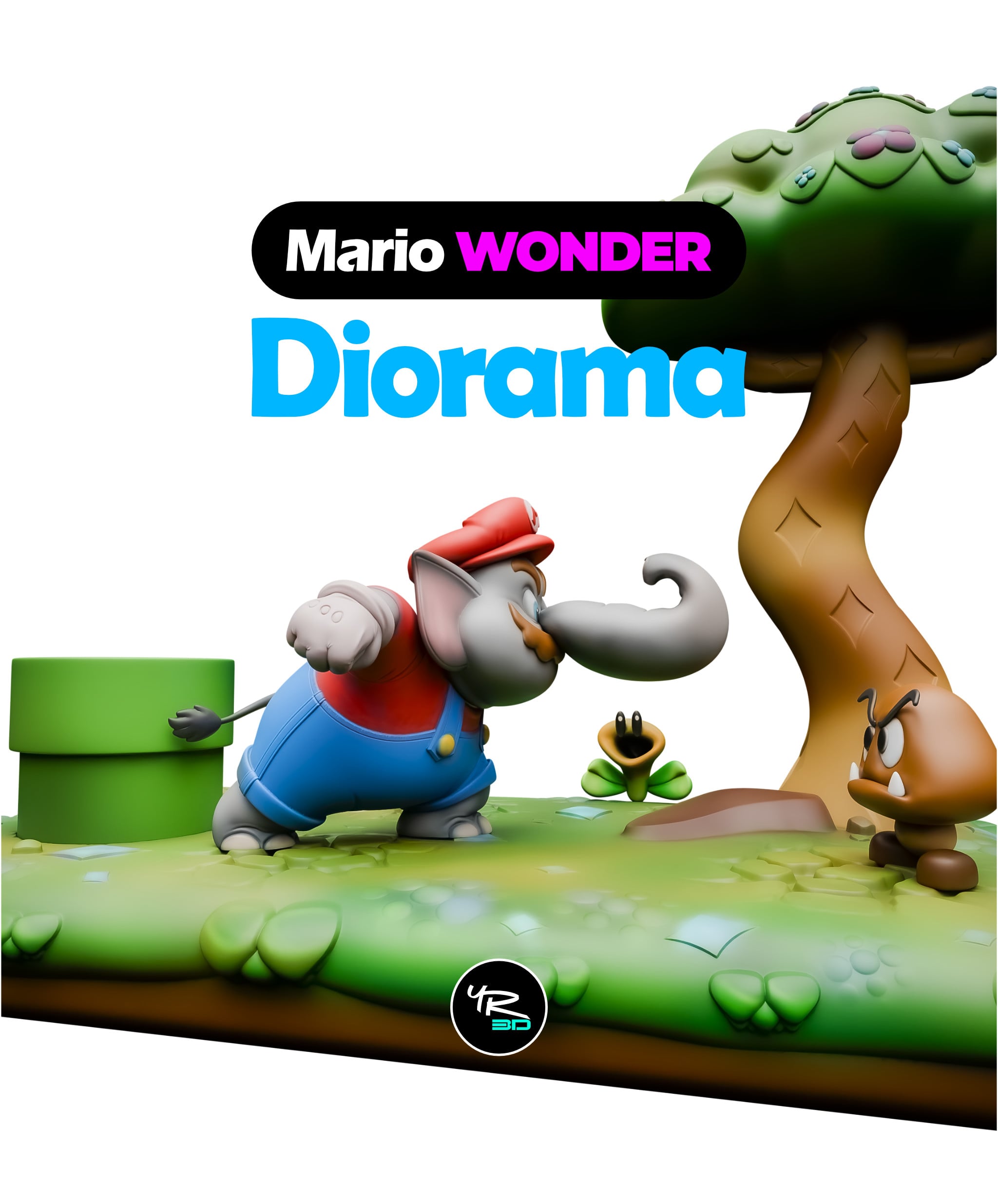 Elephant Mario Wonder Diorama - Super Mario Bros 3d model