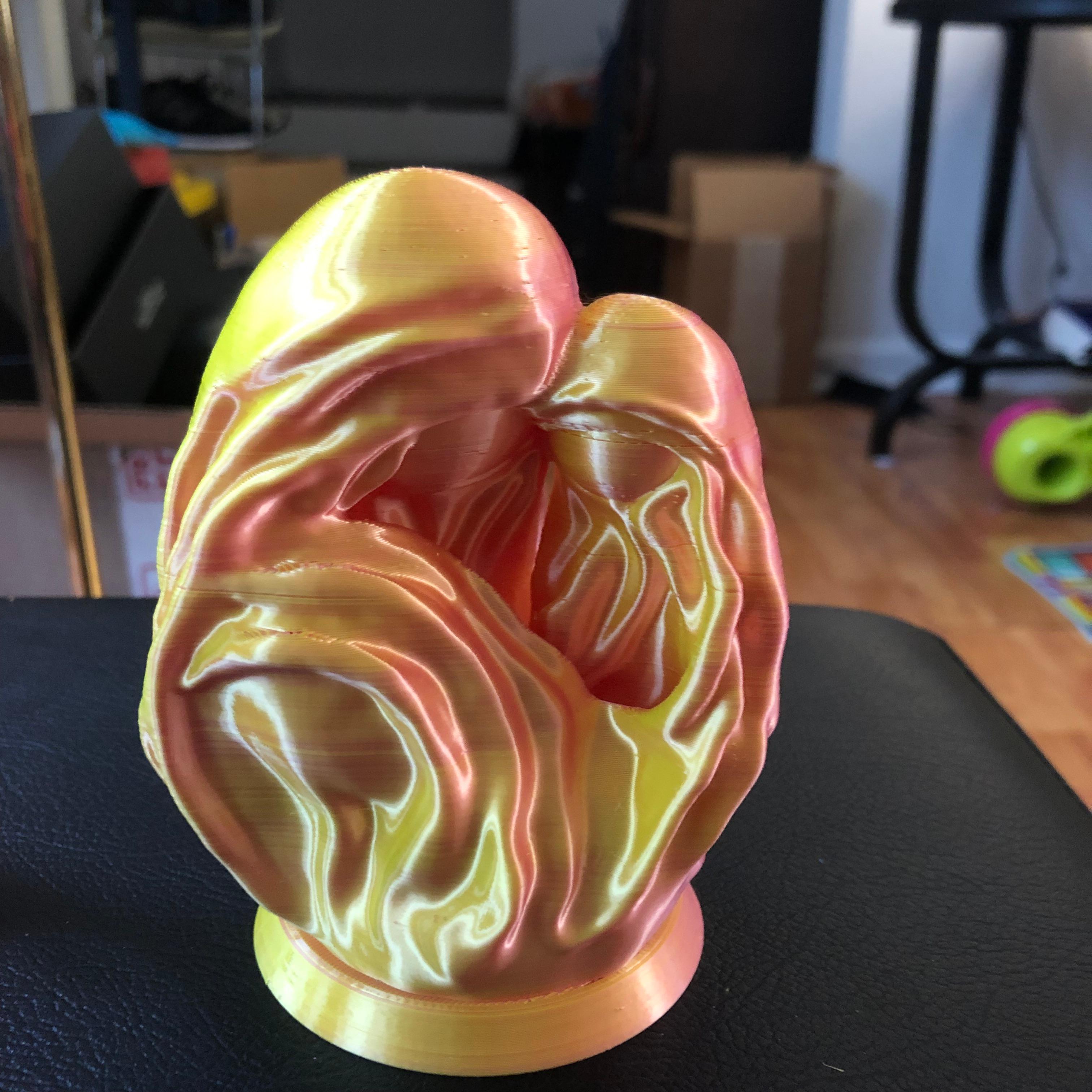 Abstract Mother and Child.stl - Happy Mother's Day!! Loved printing model especially in the Matterhackers Quantum Pink Yellow PLA. Printed on a Prusa Mini+ with a .2mm layer height and .4mm nozzle. - 3d model