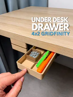 Modular Under Desk Drawer | 4×2 Gridfinity | Push-Push Lock 3d model