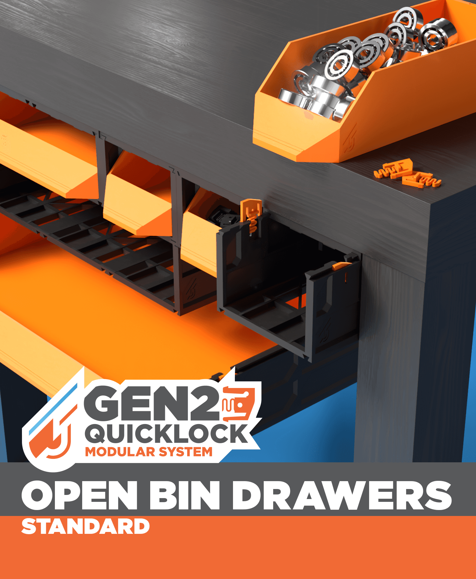 GEN2 Open Bin Drawers - Standard 3d model