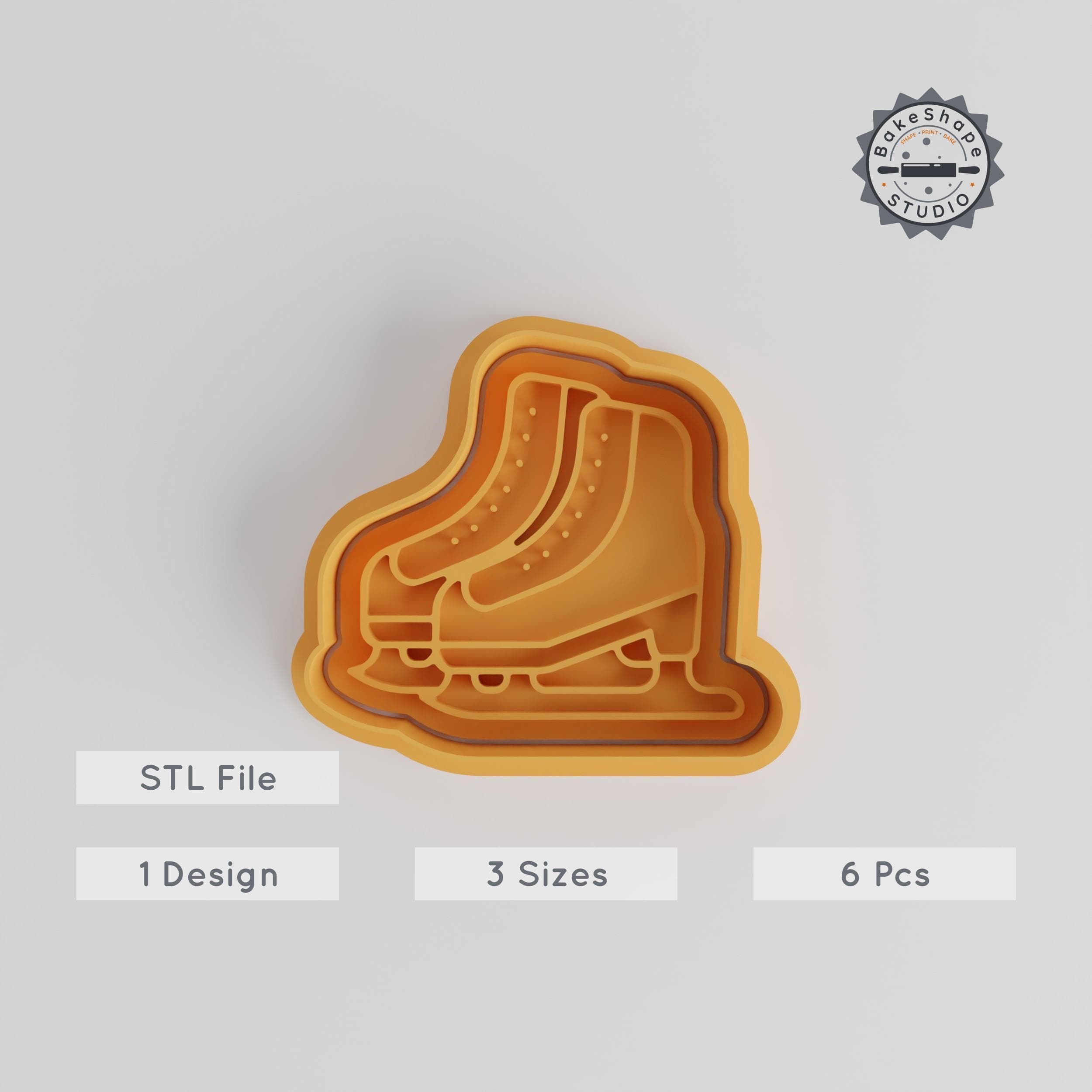 Iceskate Cutter & Stamp Set, Perfect for Cookies & Fondants, 6-Piece Winter Skates Design in S/M/L Sizes PRODUCT_5391 3d model
