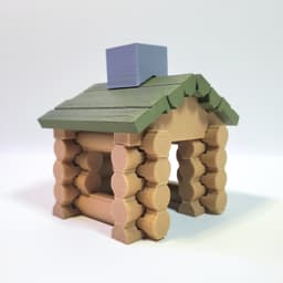 Mini Desktop Log Cabin :: Classic Building Toy 3d model