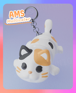 Flexi Calico Cat Keychain (Multicolor) 3d model