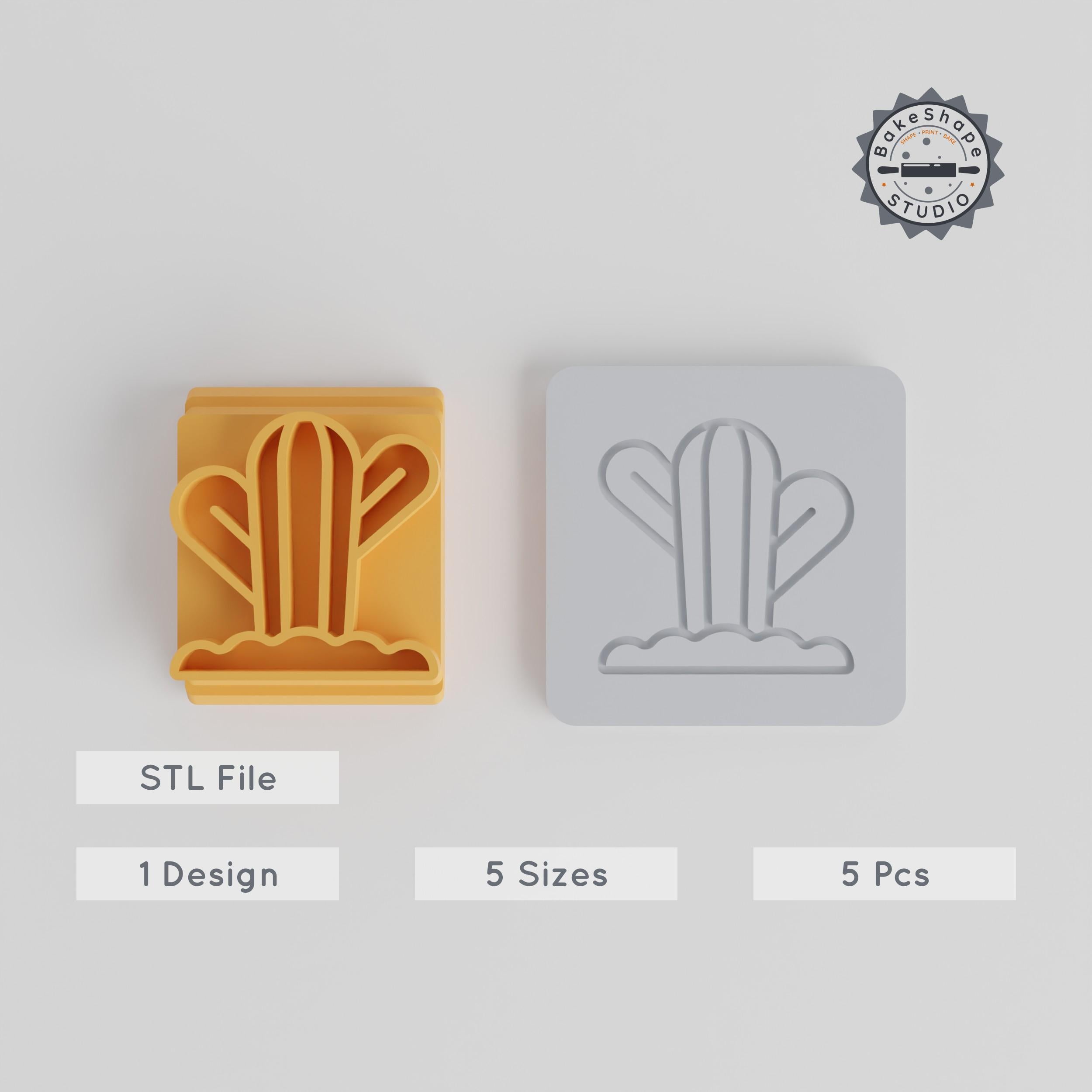 Cactus Stamp Tile Set, 5 Sizes, Round Desert Plant Motifs for Clay, Cookies & Fondant PRODUCT_1583 3d model