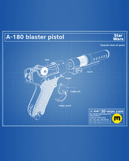 A-180 Blaster Pistol - Star Wars 3d model