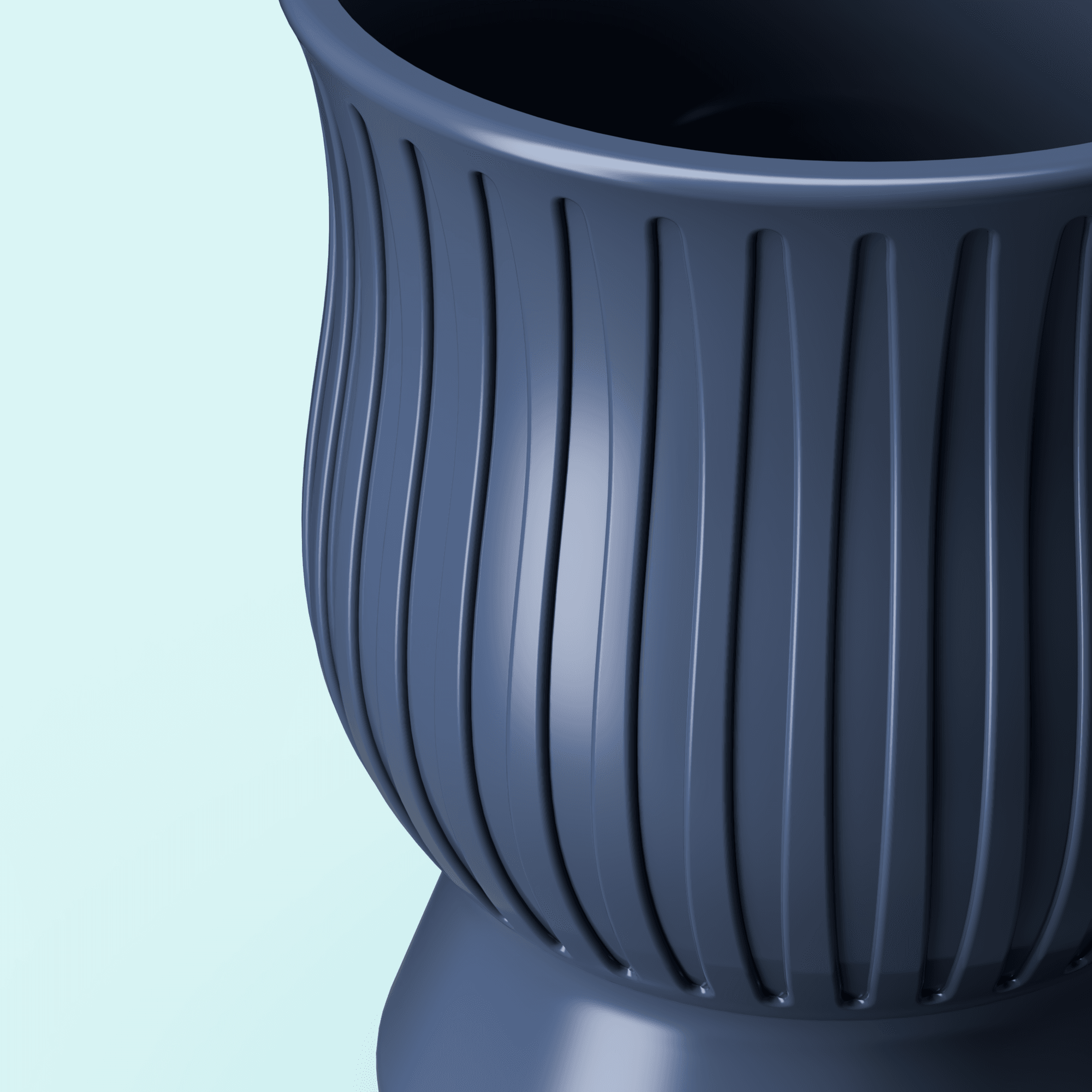 Modern Ribbed Planter 3d model