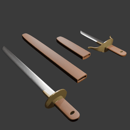 Weapon pair: Straight dao and parrying dagger v2 3d model