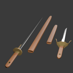 Weapon pair: Straight dao and parrying dagger v2 3d model