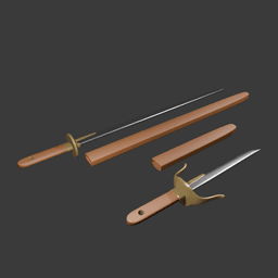 Weapon pair: Straight dao and parrying dagger v2 3d model
