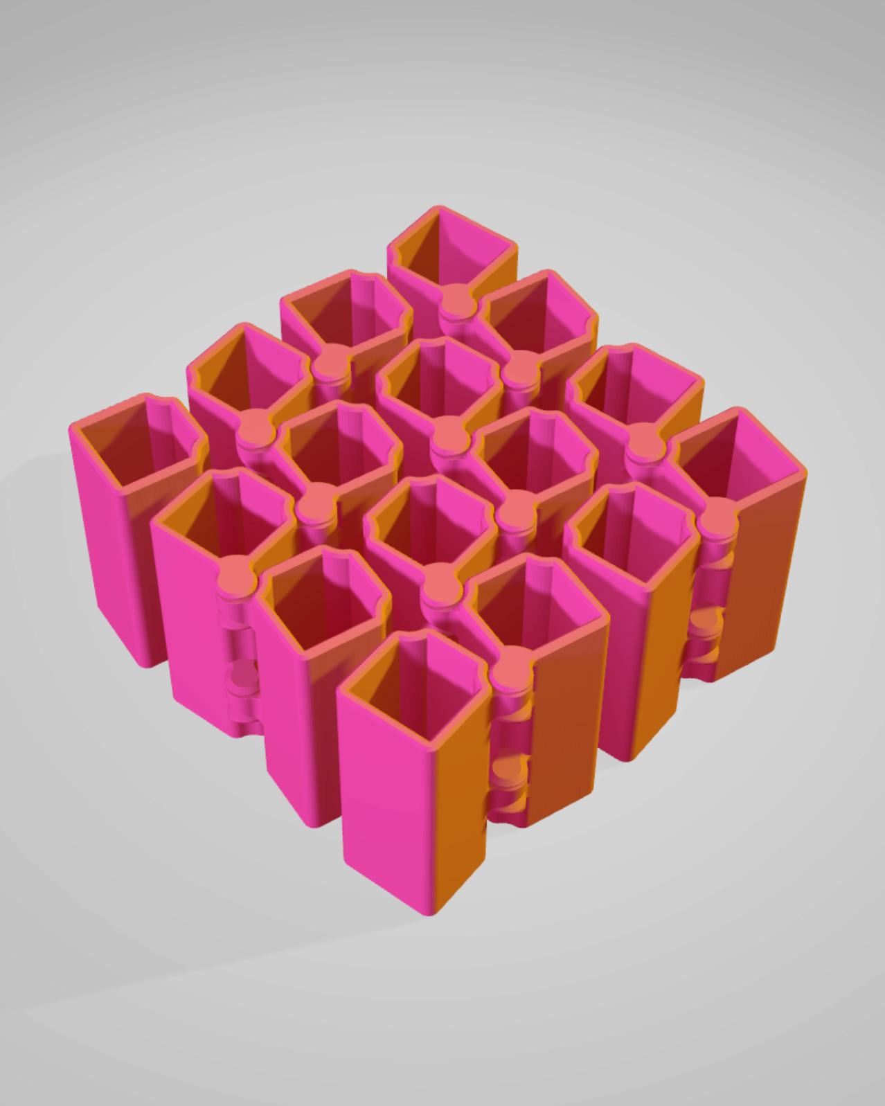 Auxetic Cubes // 18mm 4x4 Stacked 3d model