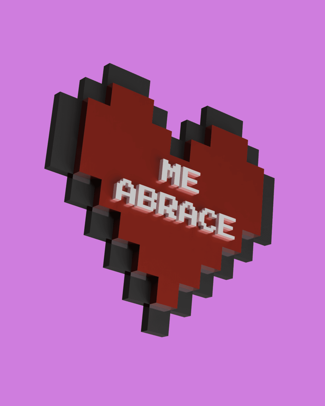 Heart pixelated - Me abrace 3d model