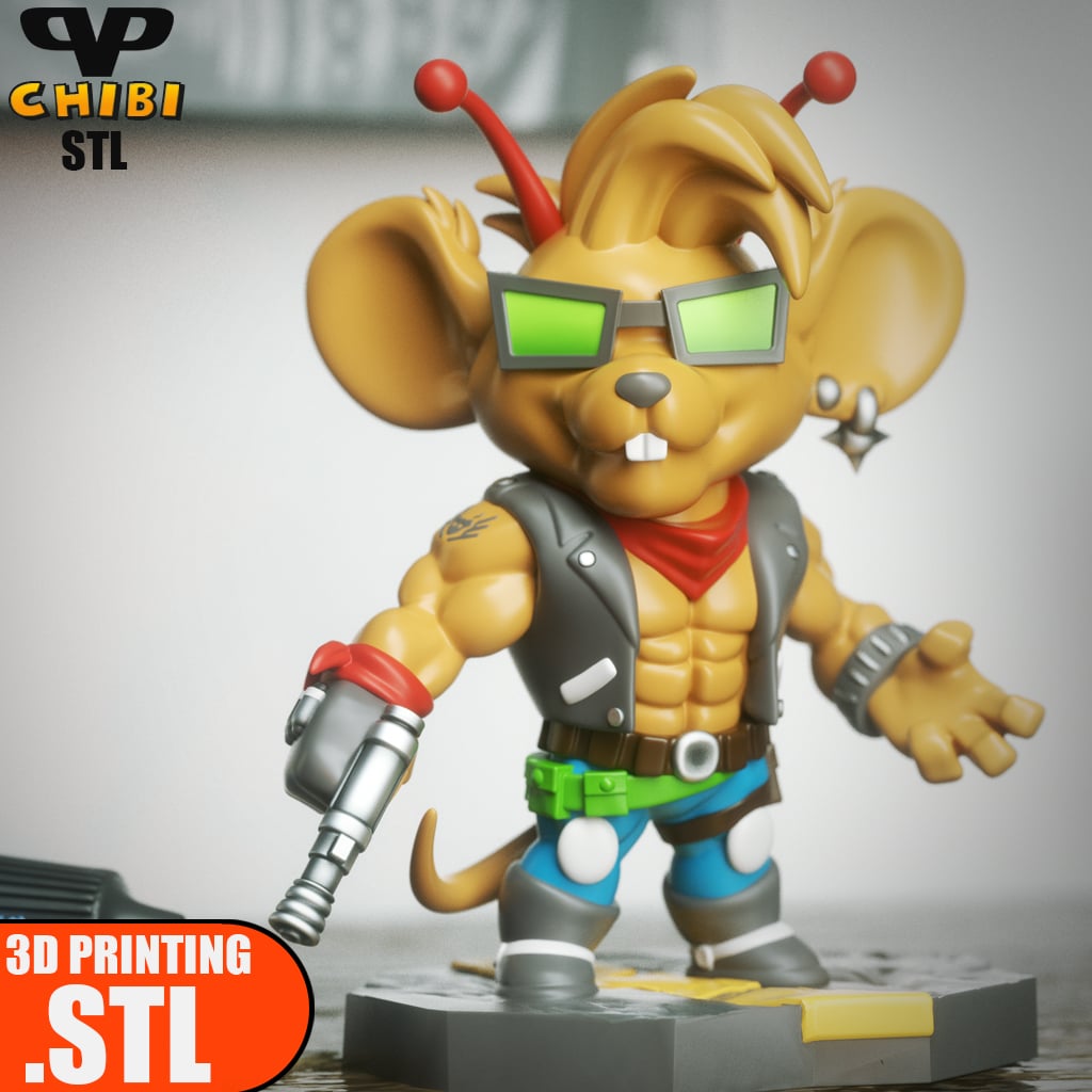 Biker Mice From Mars Throttle Chibi STL for 3D Printing ChibiSTL 3DXM 3d model