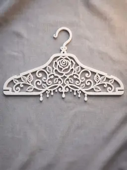 Whimsical Rose Filigree Clothes Hanger - Elegant Decorative Dress Hanger 3d model