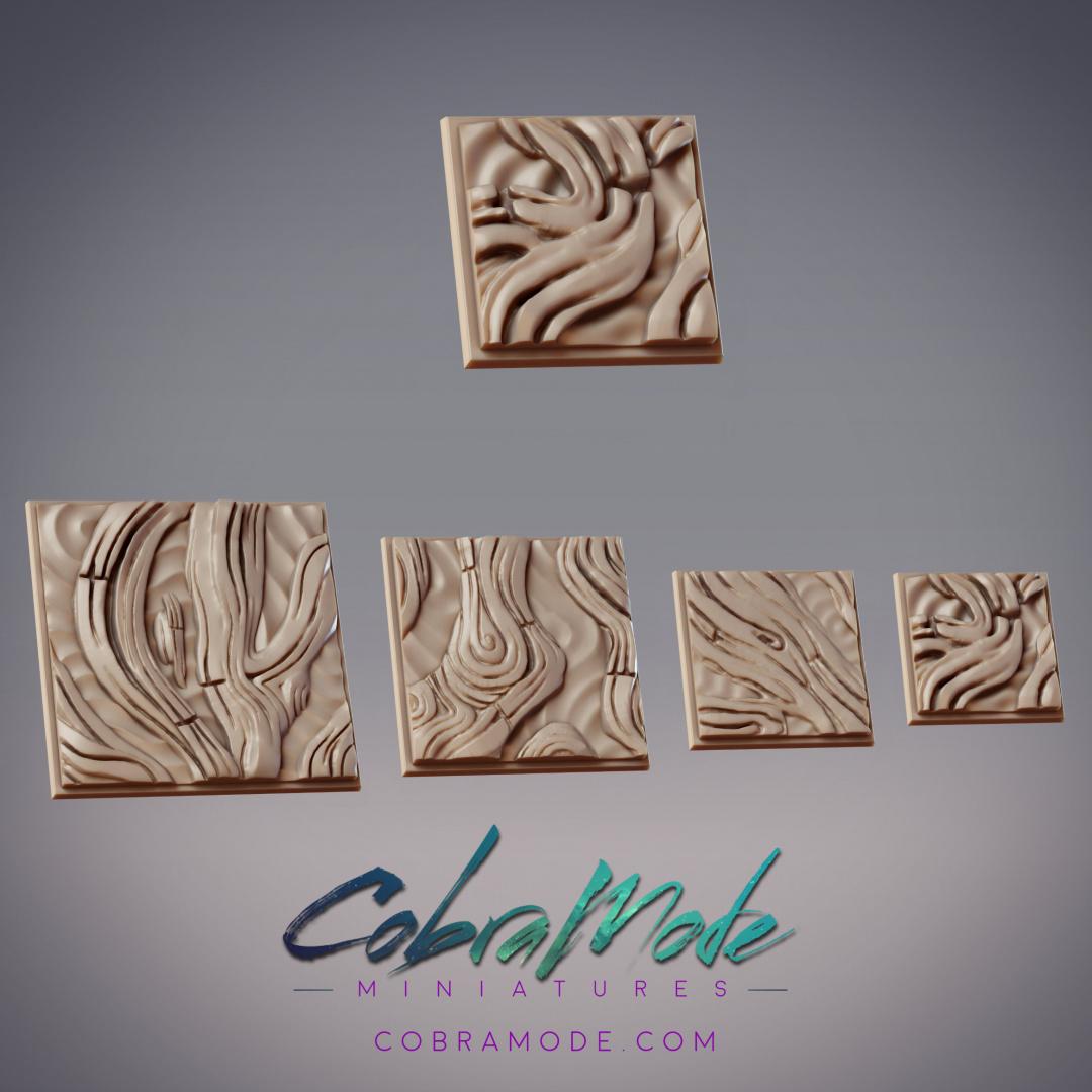 Wood Texture Square Base Pack (4pcs) 3d model
