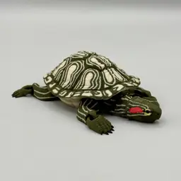 Articulated Red-Eared Slider Turtle | Pre-Painted + Optional 6mm Glass Eye Version 3d model