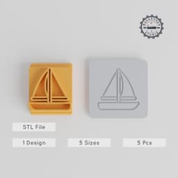 Wind Sail Boat Stamp Tile Set, 5 Sizes, Perfect for Clay, Cookies & Fondant PRODUCT_3390 3d model