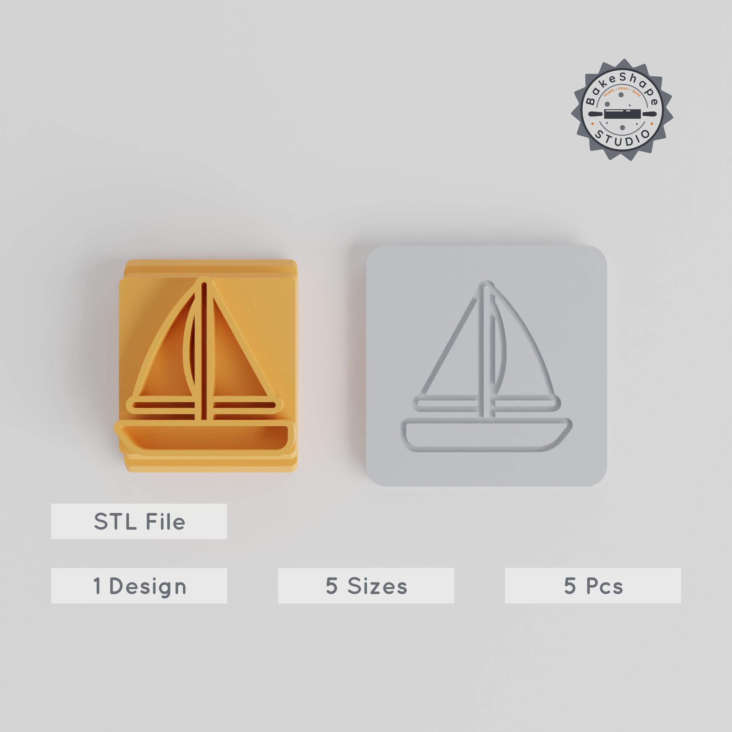 Wind Sail Boat Stamp Tile Set, 5 Sizes, Perfect for Clay, Cookies & Fondant PRODUCT_3390 3d model