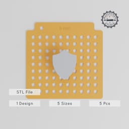 Shield Sprinkle Stencil Pack, 5 Sizes, Compatible with Edible Glitter & Cocoa, Ideal for Protection & Safety Designs PRODUCT_1334 3d model