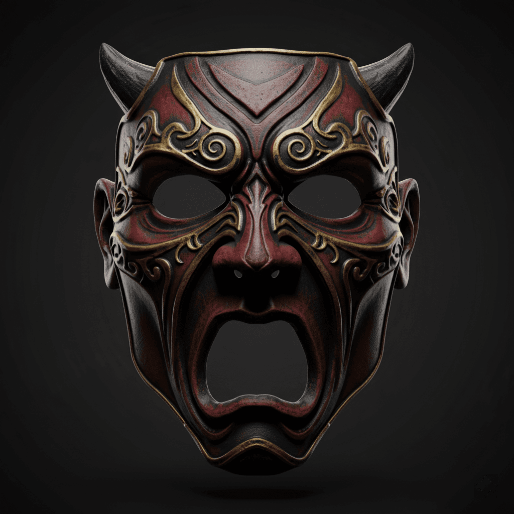 Ancient Demon Face Wearable Mask Detailed STL Download 3d model
