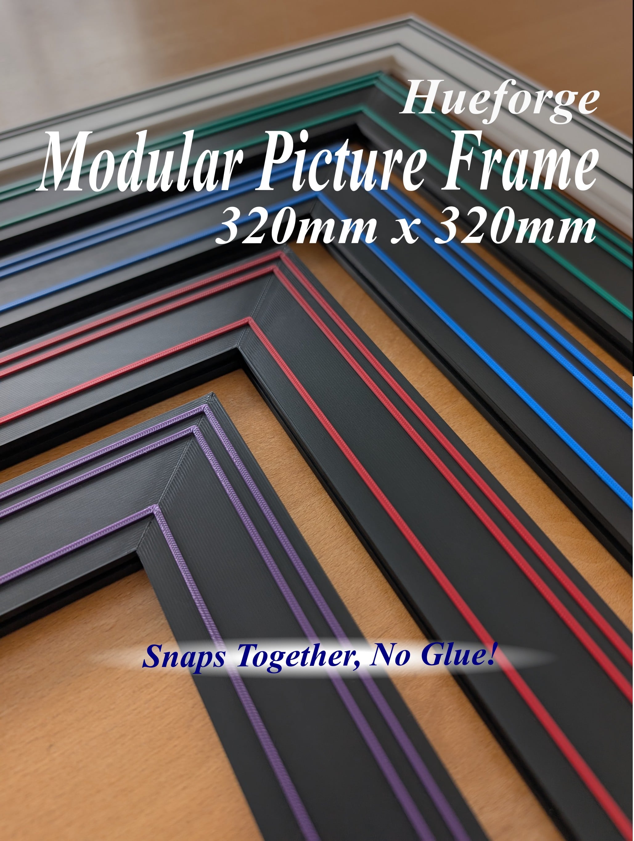320 x 320mm Modular Picture Frame for Hueforge - TRI TRACK 3d model