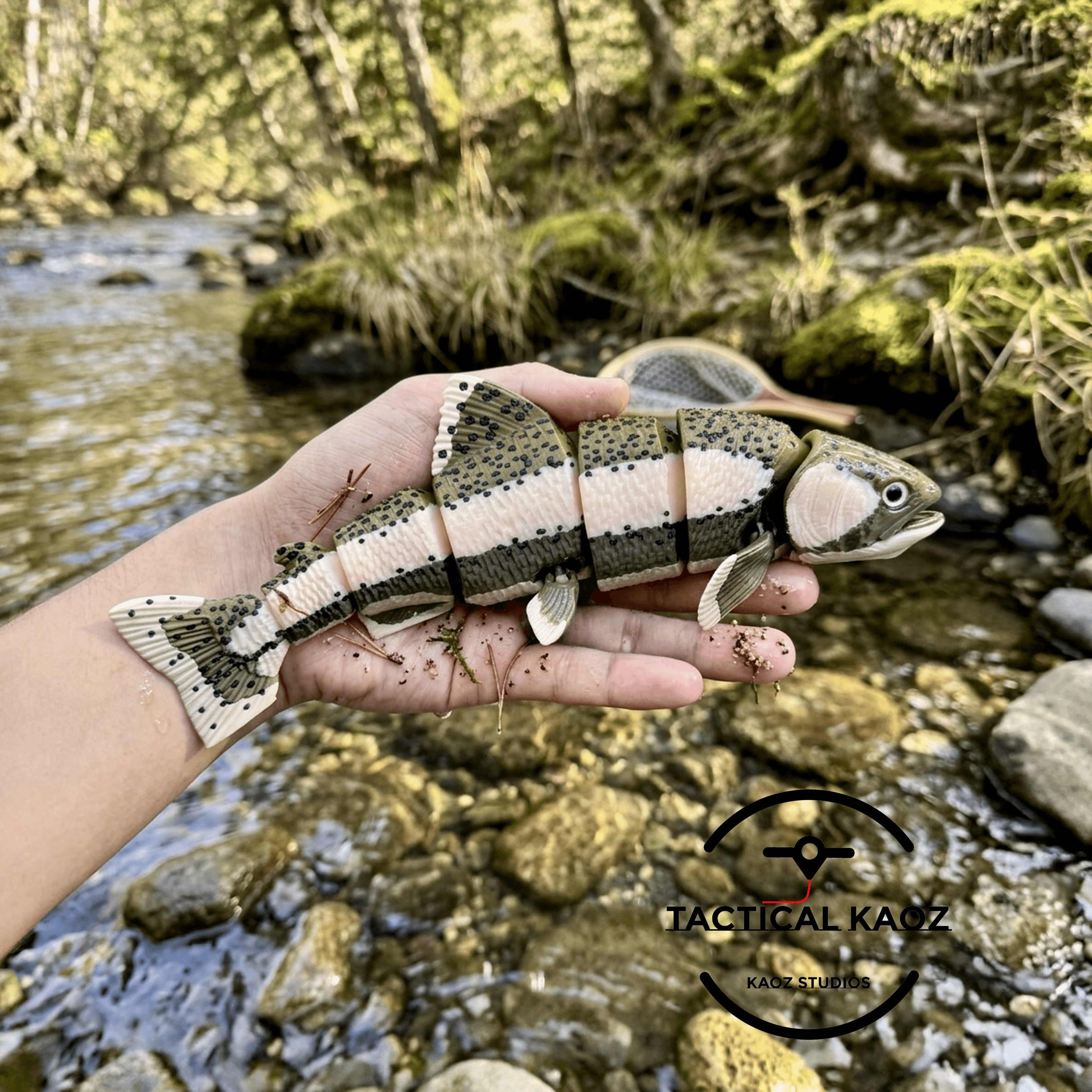 Trout Fish - Rainbow Trout — Fully Articulated Flexy Trout Fish Pre-Painted + Optional Glass Eyes 3d model