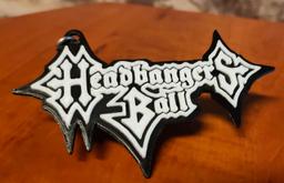 Headbangers Ball keychain, dogtag, earring, logo