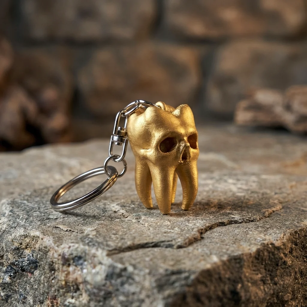 Tooth Skull Key Ring 3d model