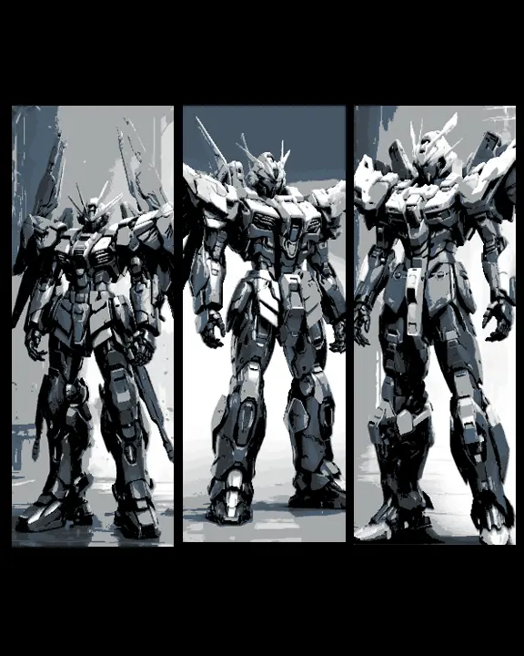 Fan Art of Mobile Suit Gundam Mecha in Grey - Set of 3 Bookmarks 3d model