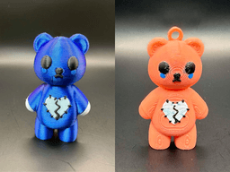 Broken Heart Sad Bear Figure and Keychain 3d model