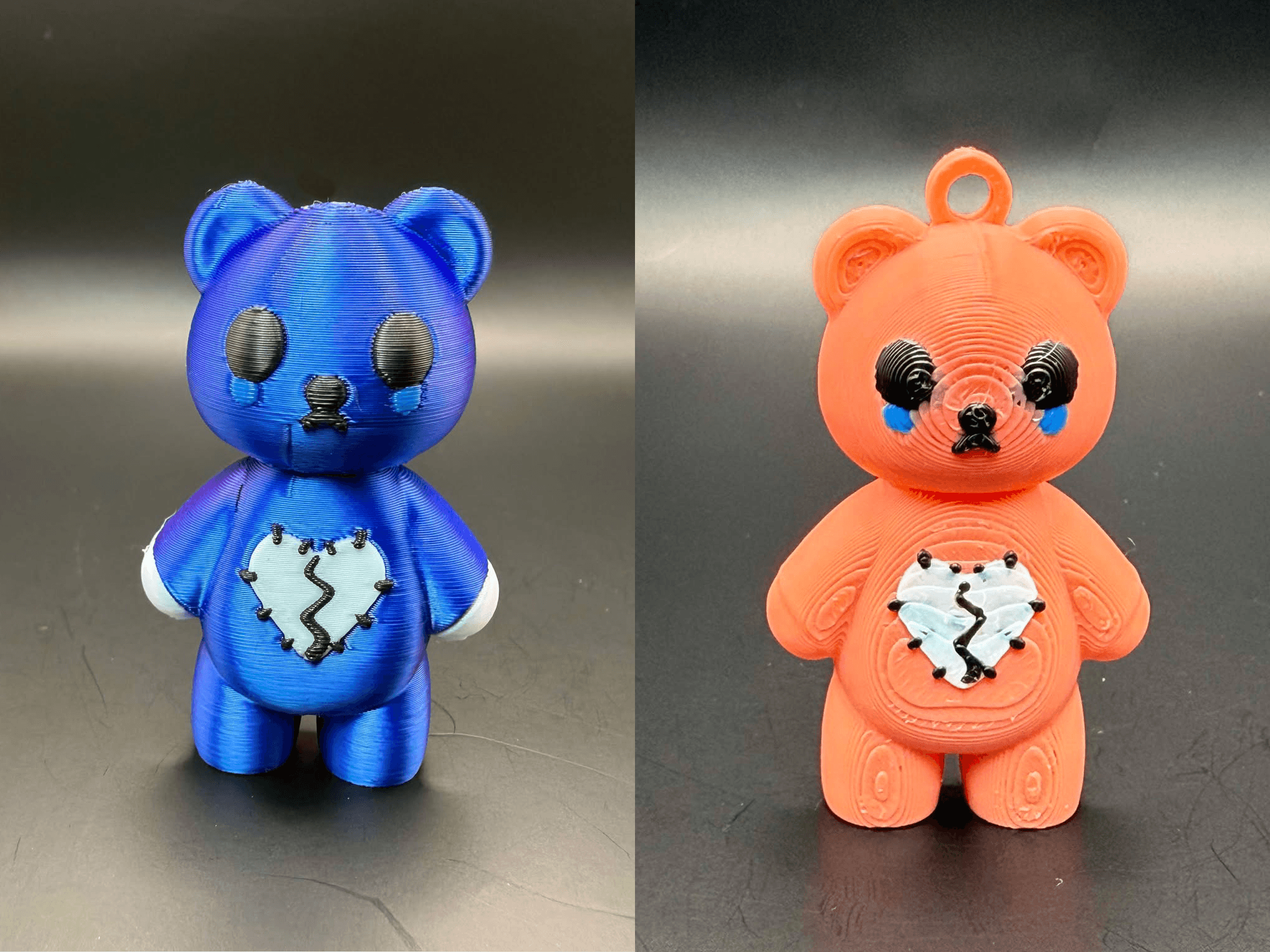 Broken Heart Sad Bear Figure and Keychain 3d model