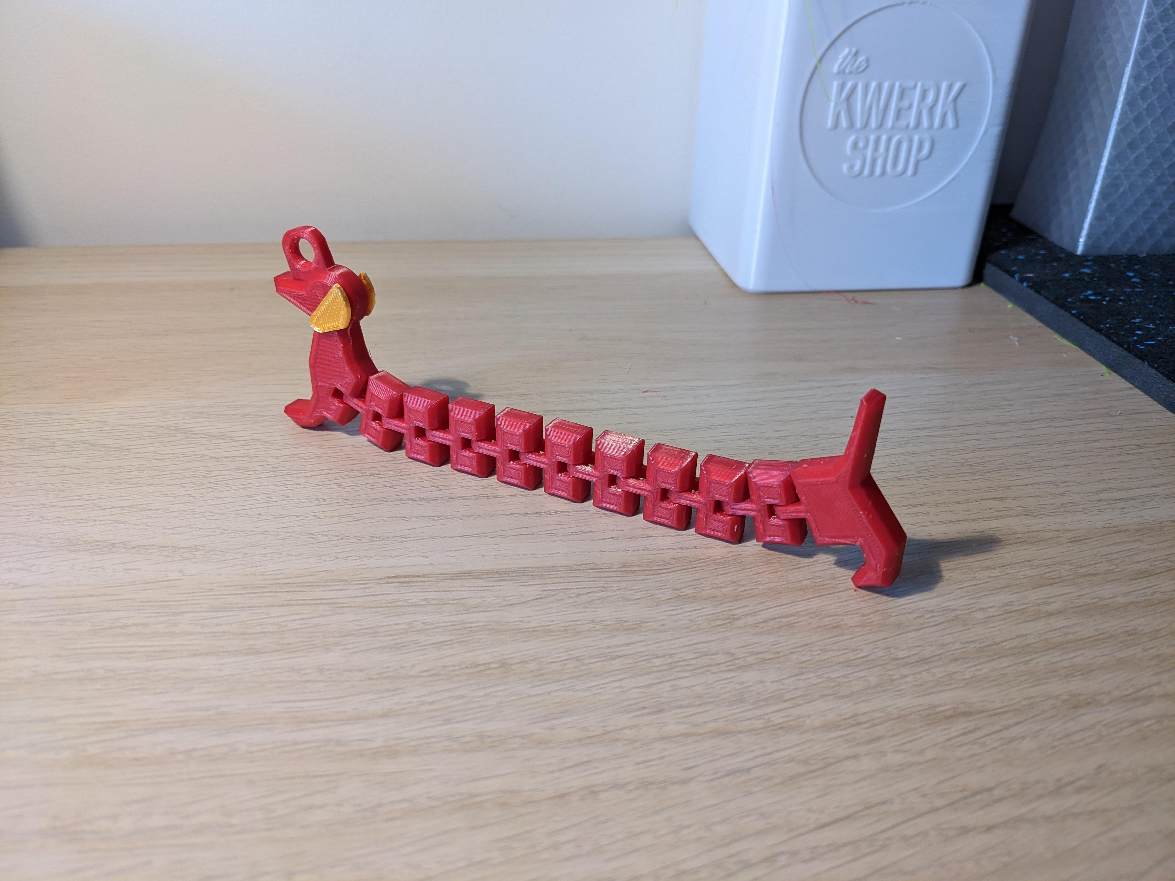 Articulated Sausage Dog Keychain - Different Lengths Available 3d model