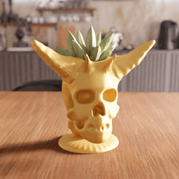 Gothic Horned Demon Skull Planter 3d model