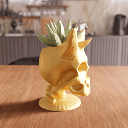 Gothic Horned Demon Skull Planter 3d model