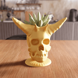 Gothic Horned Demon Skull Planter 3d model