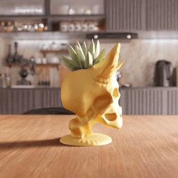 Gothic Horned Demon Skull Planter 3d model