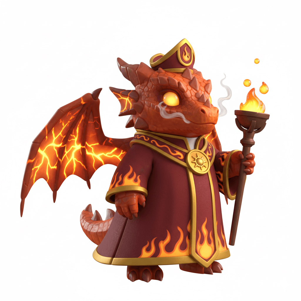 Cute Dragon : Tiny Fire Priest Dragon Creature 3d model