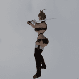 Curvy Katana Cat Woman v2.0 3d model