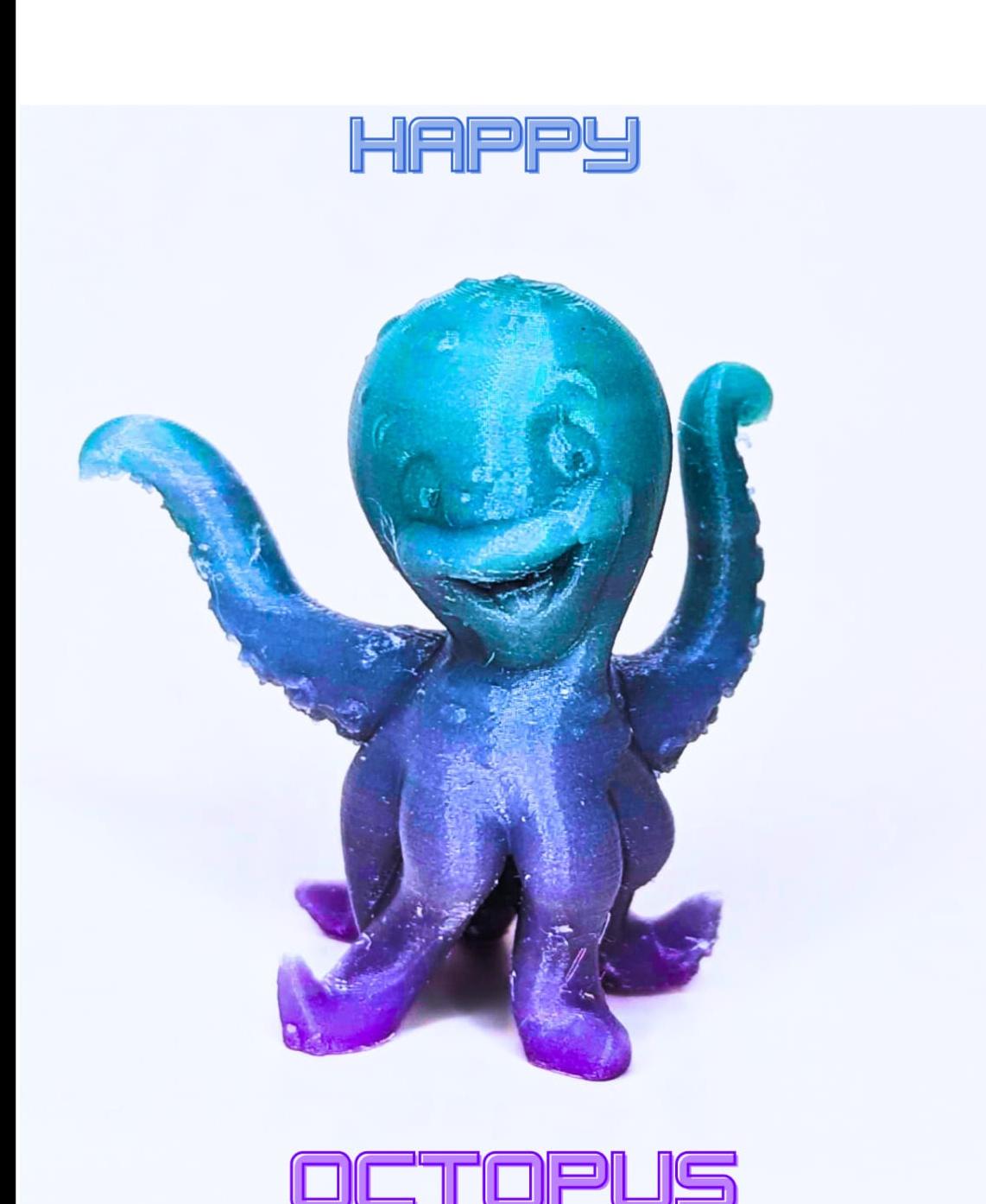 Happy Octopus - Printed in Polymaker Luminous Rainbow.  - 3d model