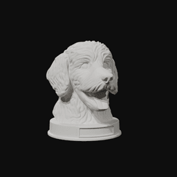 Bernedoodle (Bernese Mountain Dog + Poodle) Dog Bust with Nameplate - 3D Printable Dog Lover Gift 3d model