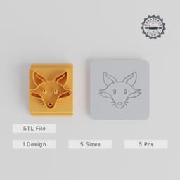 Fox Stamp Tile Set, 5 Sizes from 20-40mm, Perfect for Clay, Cookie & Fondant, Wildlife Vulpes Motif PRODUCT_5606 3d model