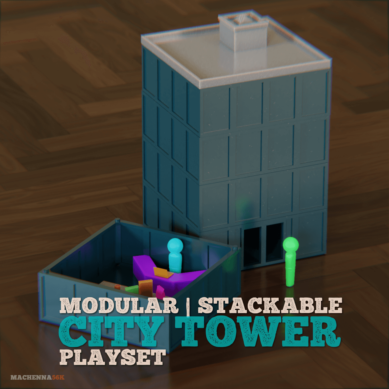 City Tower Playset | Modular & Stackable 3d model