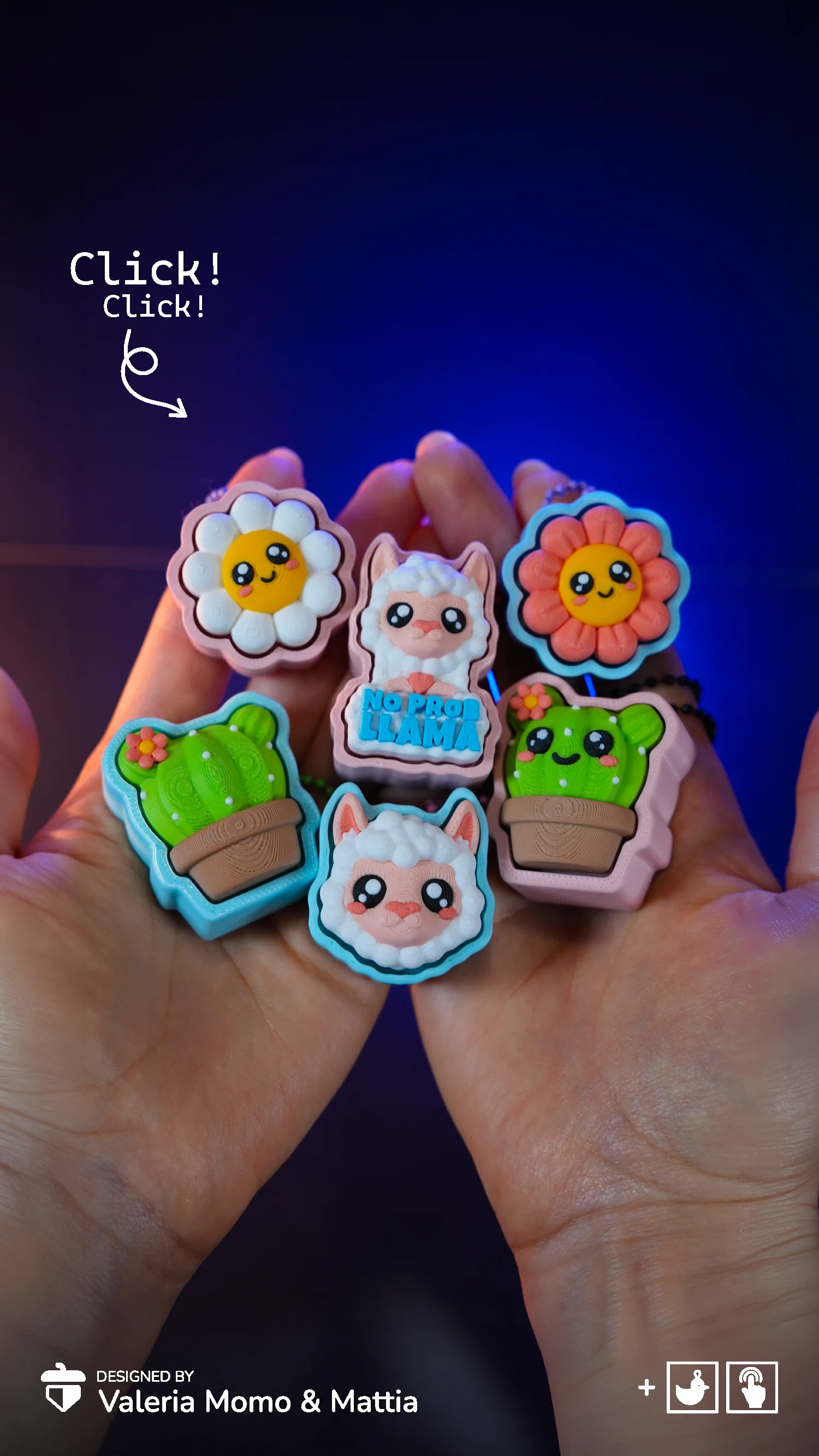 Llama Clicker Pack (Clicky Fidget Keychain) 3d model
